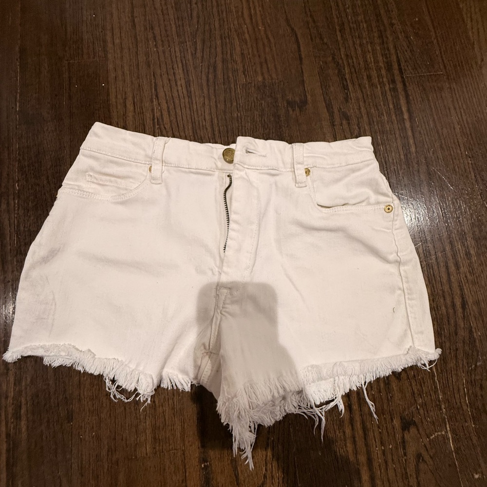 Blank NYC White Frayed Denim Shorts